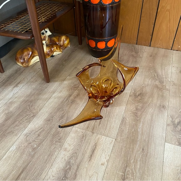 Vintage Large MCM Chalet amber Art glass - Picture 3 of 5